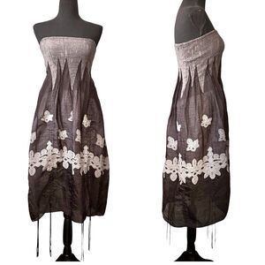 Lapis Strapless Bubble Dress / Maxi Skirt Black Smocked One Size Adjustable Hem